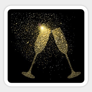 Happy New Year 2023, Gold Sparkles and Champagne Dreams Sticker